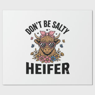 Funny Heifer Cow Floral Butterfly Vintage Design_1 Wrapping Paper