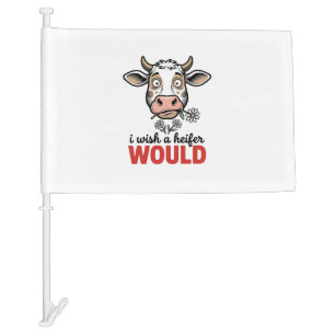 Funny Heifer Cow Vintage Engraving Shirt Design_1 Car Flag