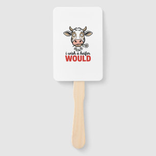 Funny Heifer Cow Vintage Engraving Shirt Design_1 Hand Fan