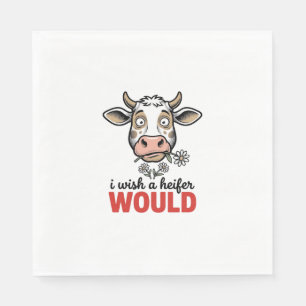 Funny Heifer Cow Vintage Engraving Shirt Design_1 Napkins