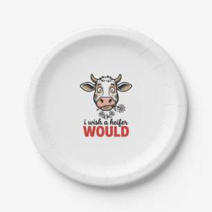 Funny Heifer Cow Vintage Engraving Shirt Design_1 Paper Plates