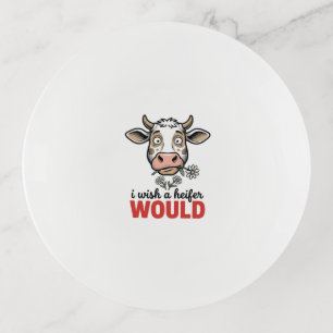 Funny Heifer Cow Vintage Engraving Shirt Design_1 Trinket Tray