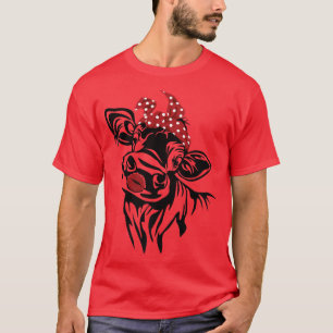 Funny Heifer Red Bandana Kiss Calf Head Cattle Far T-Shirt