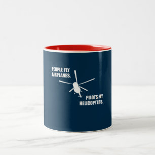  Funny Helicopter Pilot Flying Airplane Aviation Two-Tone Coffee Mug
