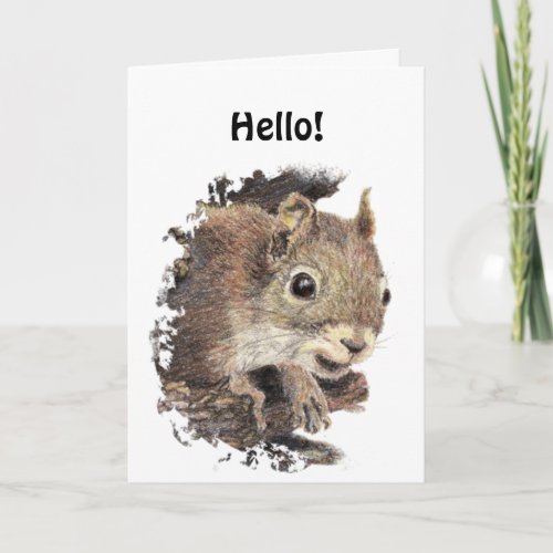 Funny Hello Hi with Cute Squirrel Animal Card