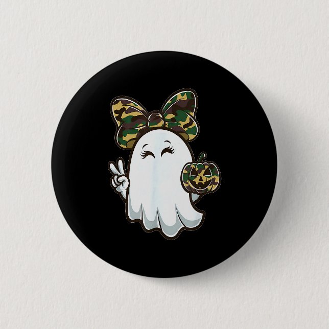 Funny Hello Hunting Season Halloween Camouflage Ca Button (Front)