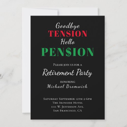 Funny Hello Pension Retirement Party Invitation