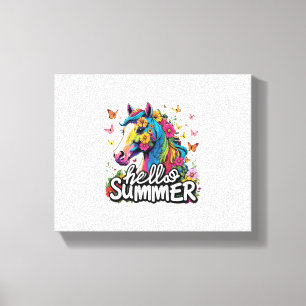 Funny Hello Summer Horse Canvas Print