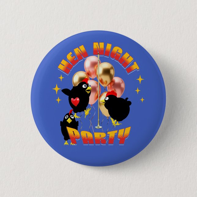 Funny Hen Night Party Chickens Design Button (Front)