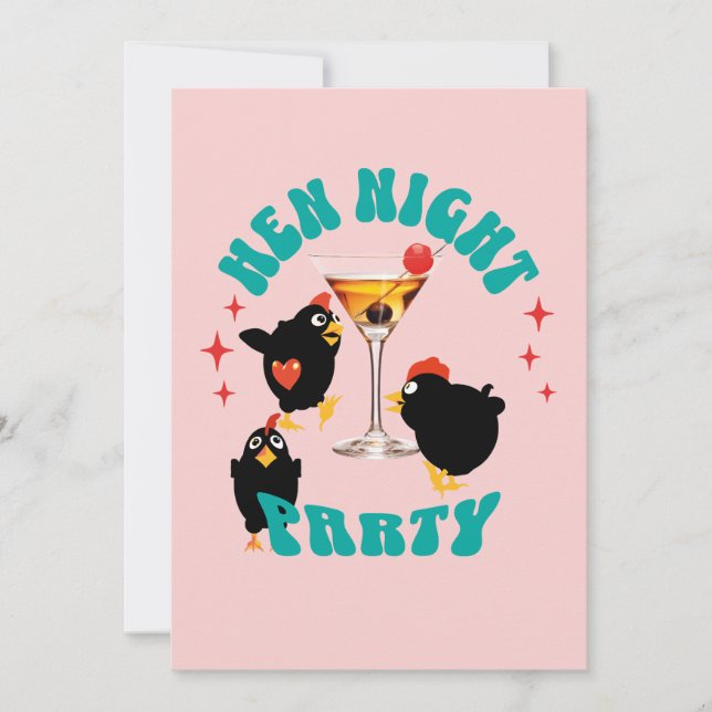 Funny Hen Night Party Chickens Design Invitation (Front)