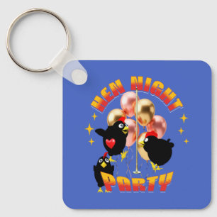 Funny Hen Night Party Chickens Design Keychain