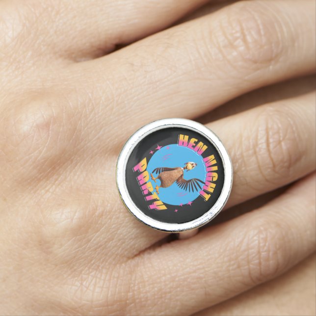 Funny Hens Night Chicken Party Humor Ring (In Situ)