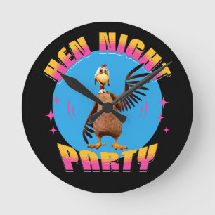 Funny Hens Night Chicken Party Humor Round Clock