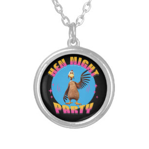 Funny Hens Night Chicken Party Humor Silver Plated Necklace