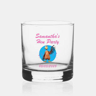 Funny Hens Night Chicken Party Humor Whiskey Glass