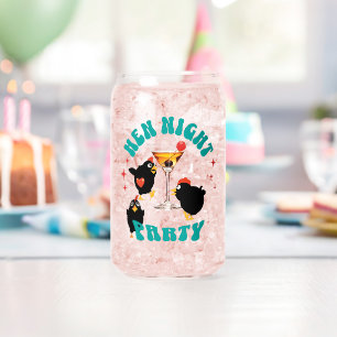 Funny Hens Night Party Funny Chicken  Can Glass