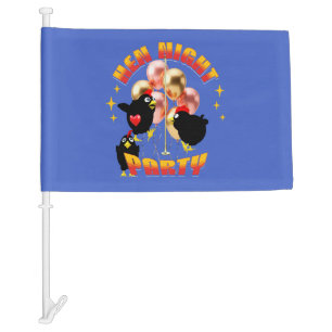 Funny Hens Night Party Funny Chicken Car Flag