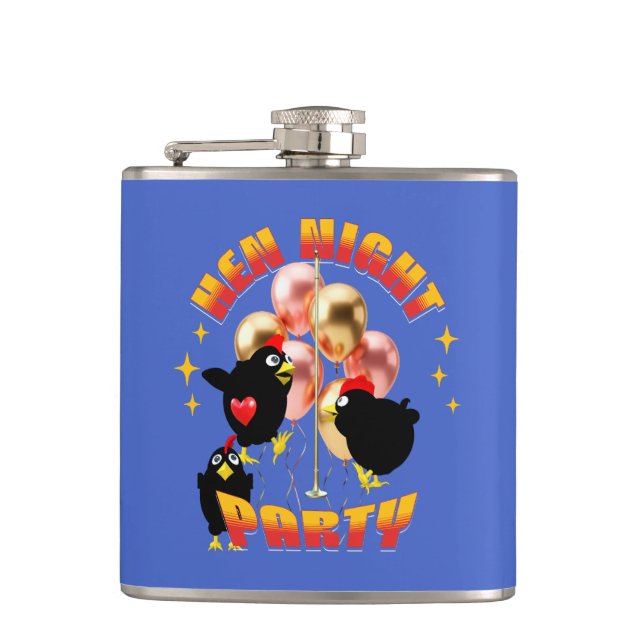 Funny Hens Night Party Funny Chicken  Flask (Front)