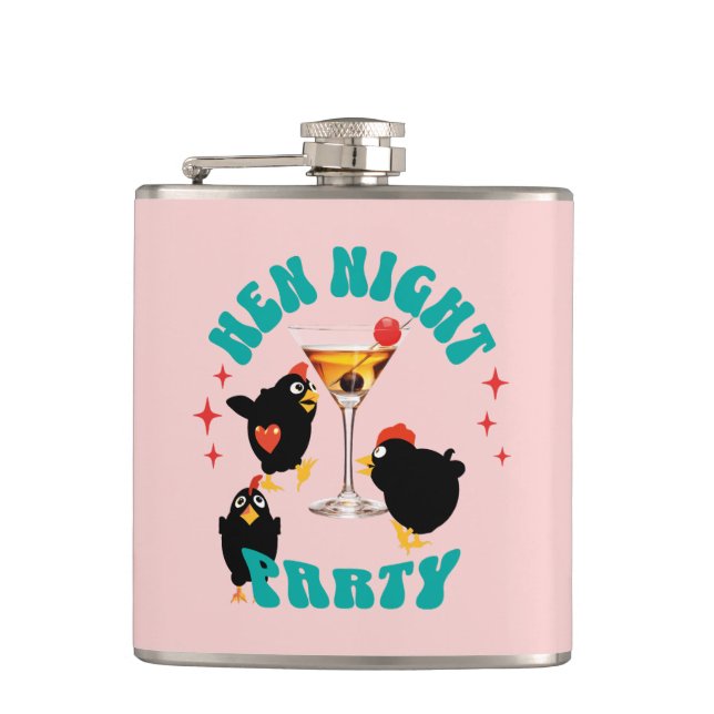 Funny Hens Night Party Funny Chicken  Flask (Front)