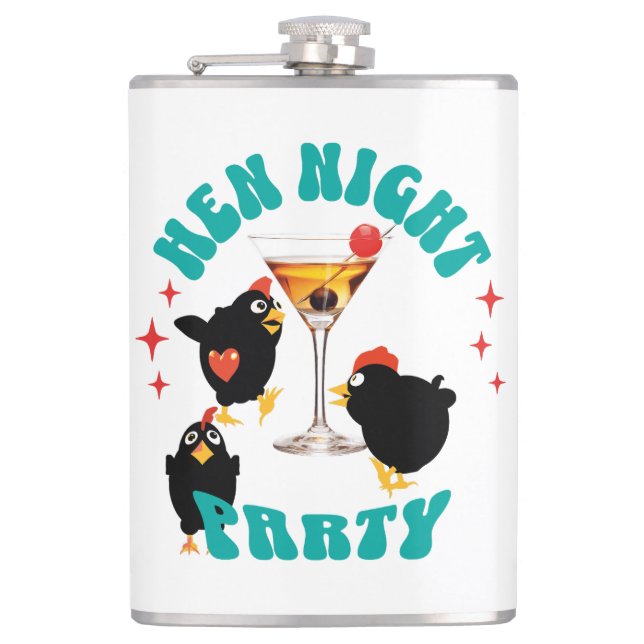 Funny Hens Night Party Funny Chicken  Flask (Front)