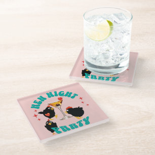 Funny Hens Night Party Funny Chicken Glass Coaster
