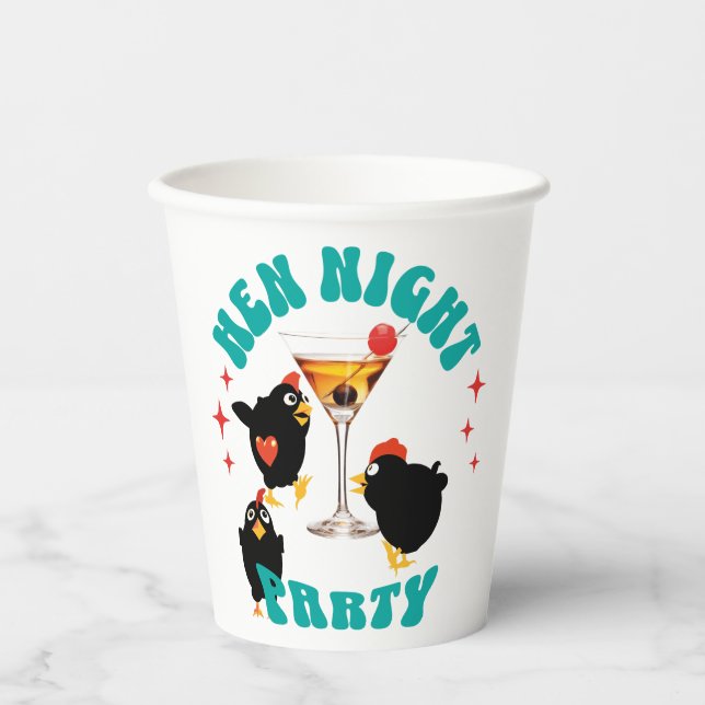 Funny Hens Night Party Funny Chicken  Paper Cups (Front)