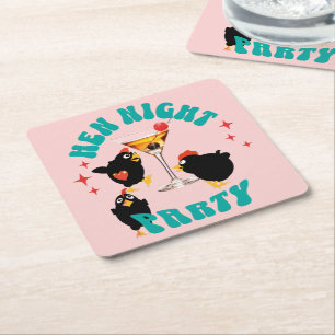 Funny Hens Night Party Funny Chicken  Square Paper Coaster