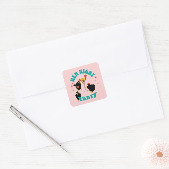Funny Hens Night Party Funny Chicken  Square Sticker (Envelope)