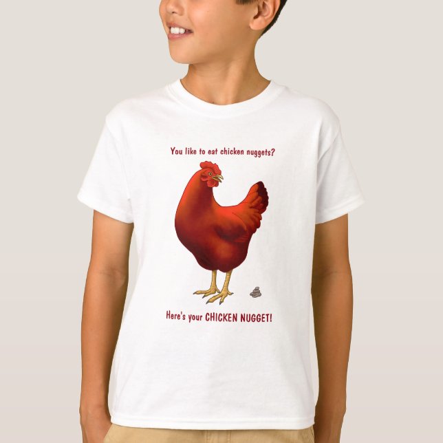 Funny Here's Your Chicken Nugget Red Hen T-Shirt (Front)