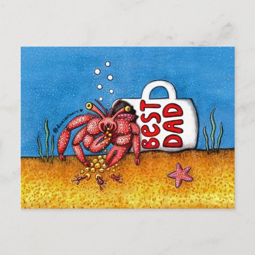 Funny Hermit Crab Fathers Day Best Dad Postcard