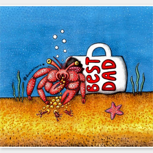 Funny Hermit Crab Fathers Day Best Dad Sticker