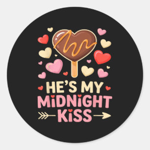 Funny Hes My Midnight Kiss Valentine Matching Coup Classic Round Sticker