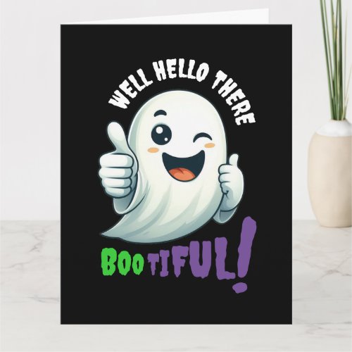 Funny Hey Boo_tiful Cute Winking Ghost Card