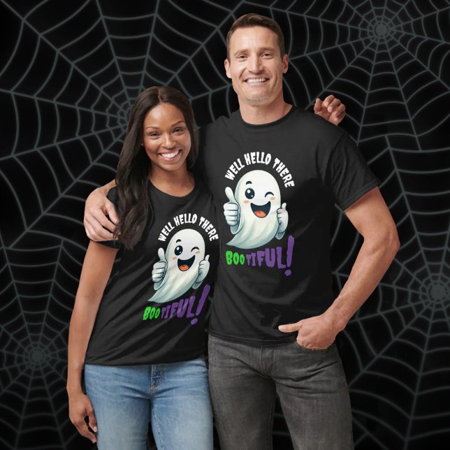 Funny Hey Boo-tiful! Cute Winking Ghost T-Shirt (Hey Boo-tiful Cute Ghost T-Shirt Cover Photo)