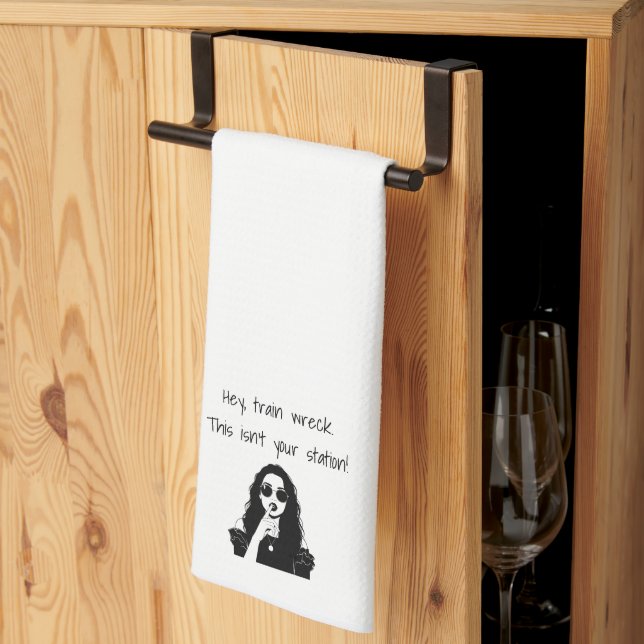 Funny Hey, Train Wreck This Isn't Your Station  Kitchen Towel (Thirds Fold)