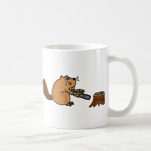 Funny High Tech Beaver with Chainsaw Coffee Mug
