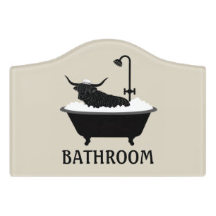 Funny Highland Cow Bathroom Sign Bubble Bath Tub