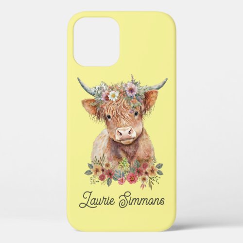 Funny Highland Cow Design Customizable Durable iPhone 12 Case