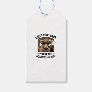 Funny Highland Cow Don’t Look Back Retro Gift Tags