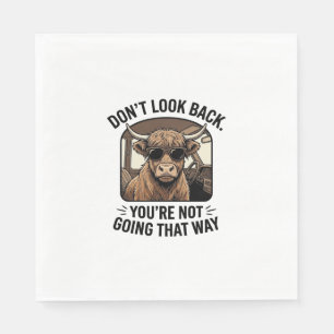 Funny Highland Cow Don’t Look Back Retro Napkins