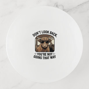 Funny Highland Cow Don’t Look Back Retro Trinket Tray