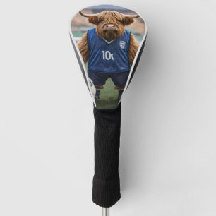 Funny Highland Cow Dressed For Soccer, Golf Head Cover