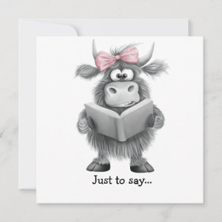 Funny Highland Cow Hand Drawn Just To Say Thank You Card