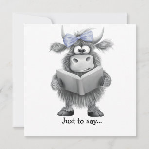 Funny Highland Cow Hand Drawn Just To Say Thank You Card