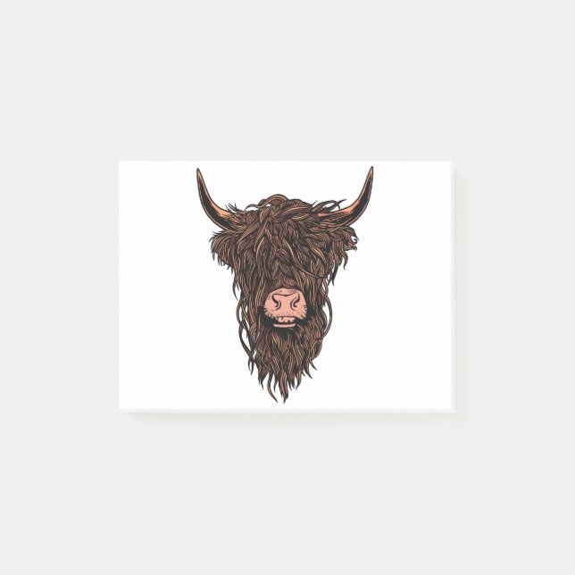 Funny Highland Cow Head Post-it Notes (Front)