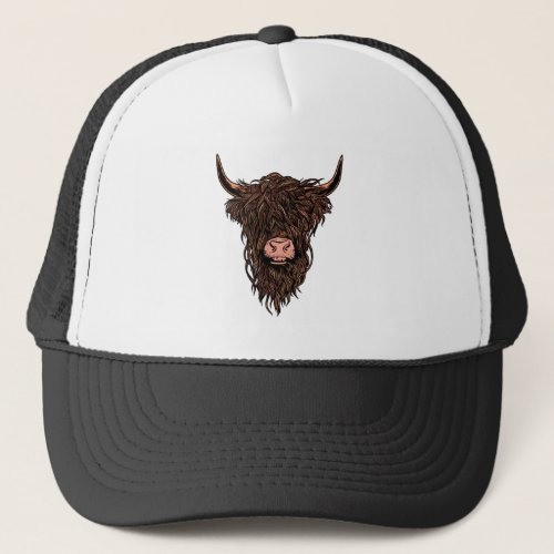 Funny Highland Cow Head Trucker Hat