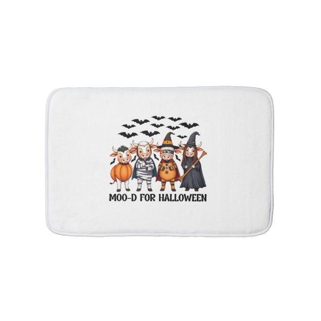 Funny Highland Cow Moo-d for Halloween Bath Mat (Front)