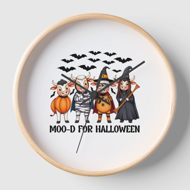 Funny Highland Cow Moo-d for Halloween Clock (Front)