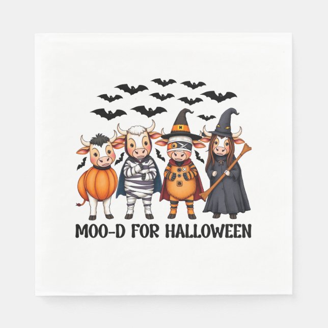 Funny Highland Cow Moo-d for Halloween Napkins (Front)