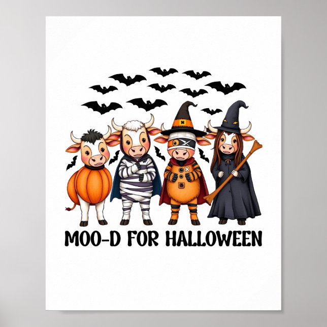 Funny Highland Cow Moo-d for Halloween Poster (Front)